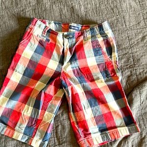 Boys red/white/blue plaid shorts size 16